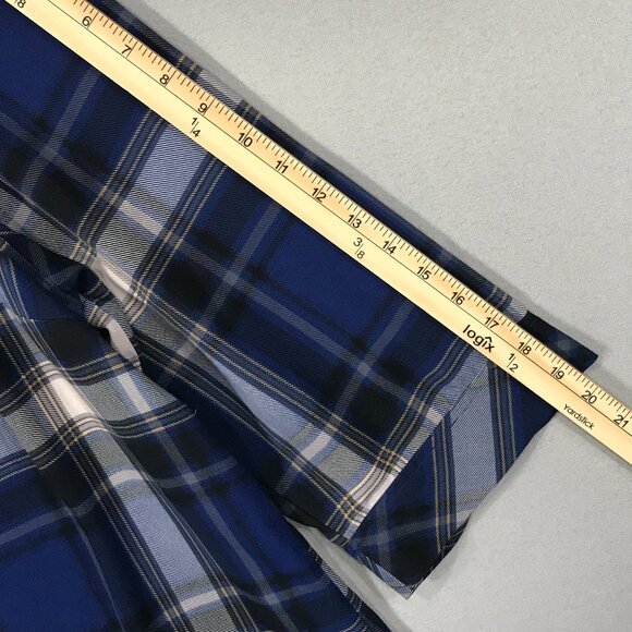 Torrid Harper Blouse Women's 2 Blue Plaid Pullover Tunic Top 3/4 Sleeve Roll Tab - Picture 15 of 15